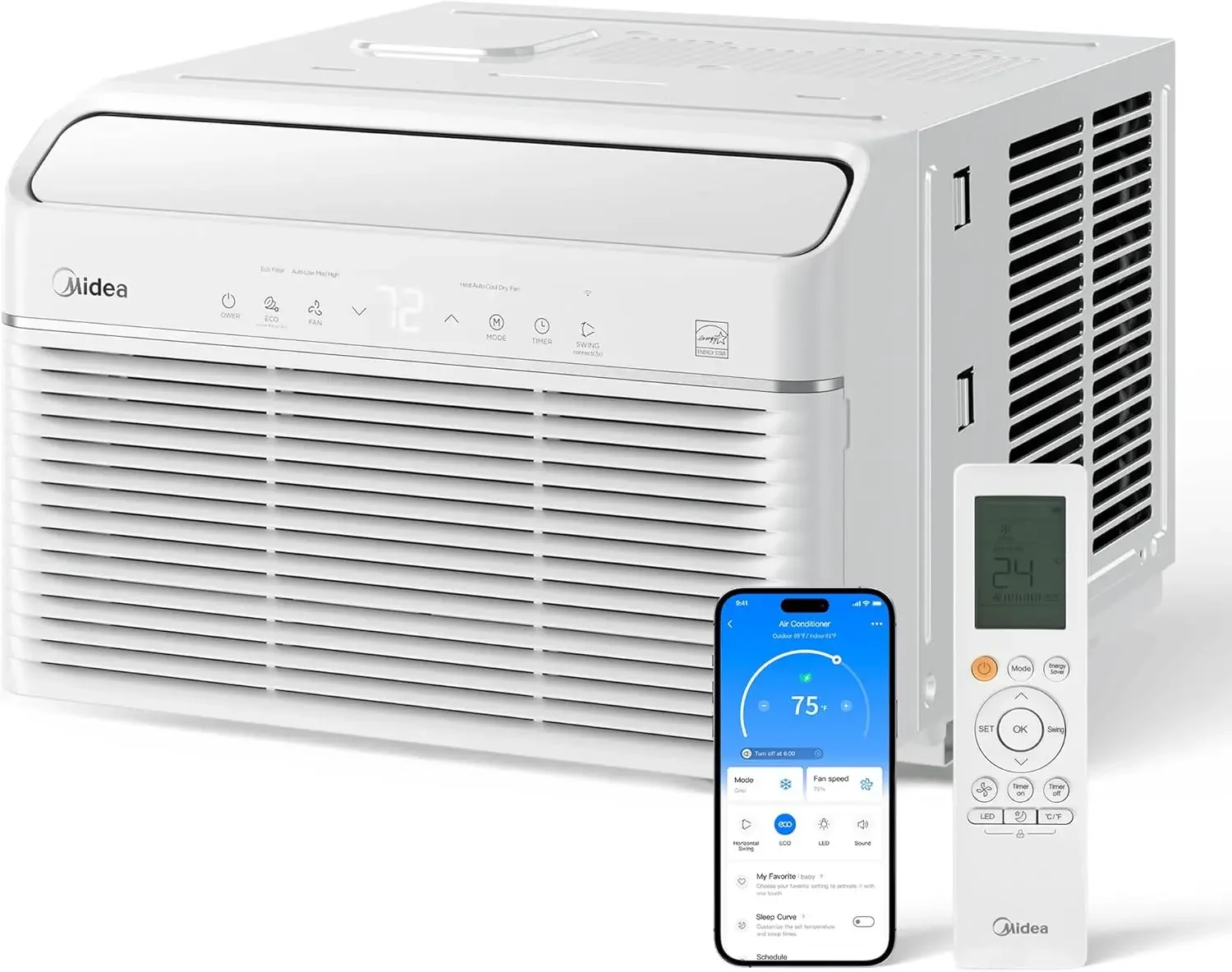 12000 BTU Smart Inverter Air Conditioner Window Unit w/Heat & Dehumidifier – Cools up to 550 Sq. Ft., Energy Star Rated