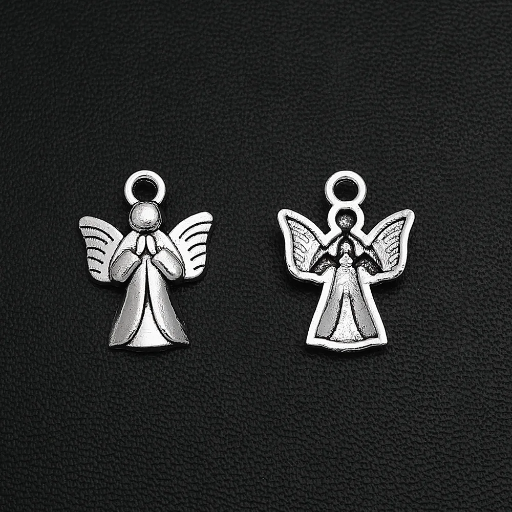 15pcs/Lot 19x14mm  Antique Guardian Angel Charms Fairy Pendant For DIY Necklace Keychain Jewelry Making Supplies Accessories