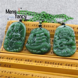 Natural Hotan Jasper Maitreya Buddha Zodiac Dragon Pendant Retro Exquisite Ethnic Jewellery Best Selling Handicraft Holiday Gift