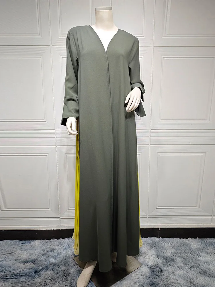 Kimono da sera in Chiffon per feste abaya drappeggiato a contrasto colore moda Dubai abito elegante marocchino caftano saudita abbigliamento turco