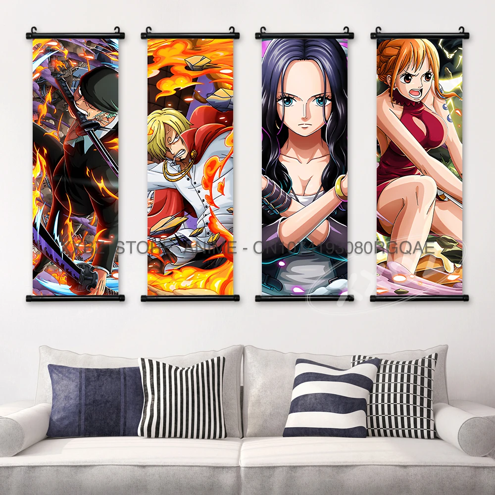 One Piece Scrolls Picture Luffy Gear 5 Anime Poster Kiddo Hanging Painting Charlotte·Linlin Wall Art  Nami Latest Bedroom Decor