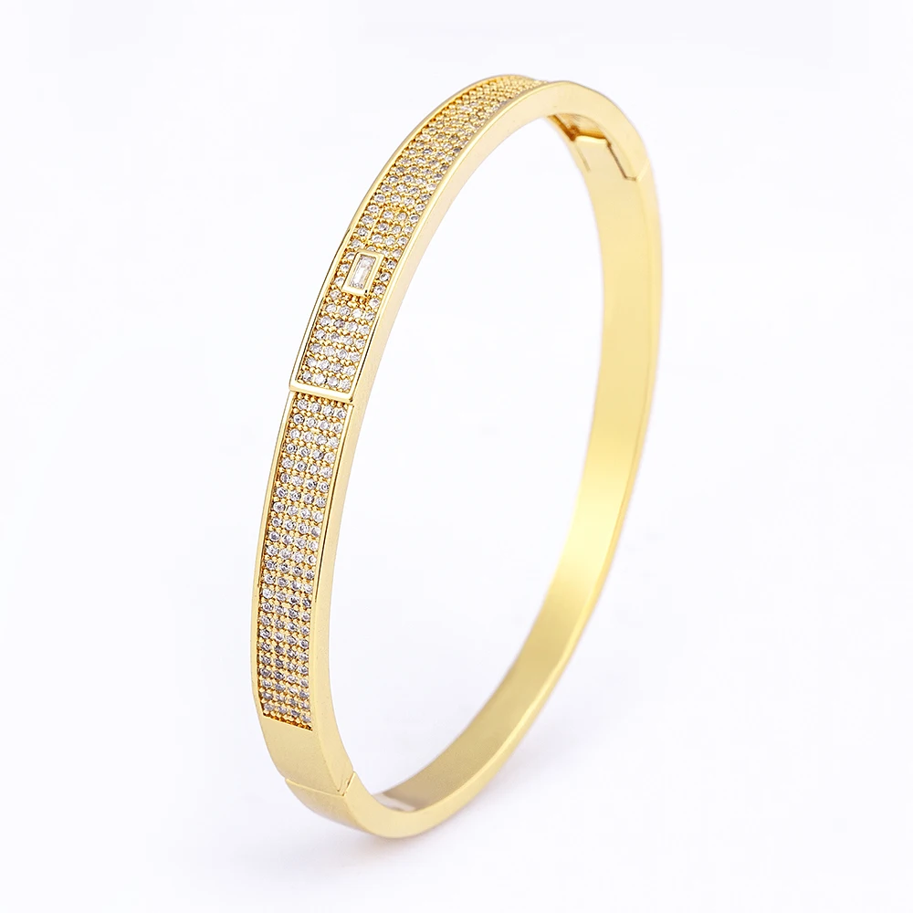 Nidin New Fashion Pave Shiny Crystal Zircon Charm Bangle Dla kobiet Kobieta Zaręczyny Ślub Impreza Biżuteria Akcesoria Prezent — zdjęcie 7