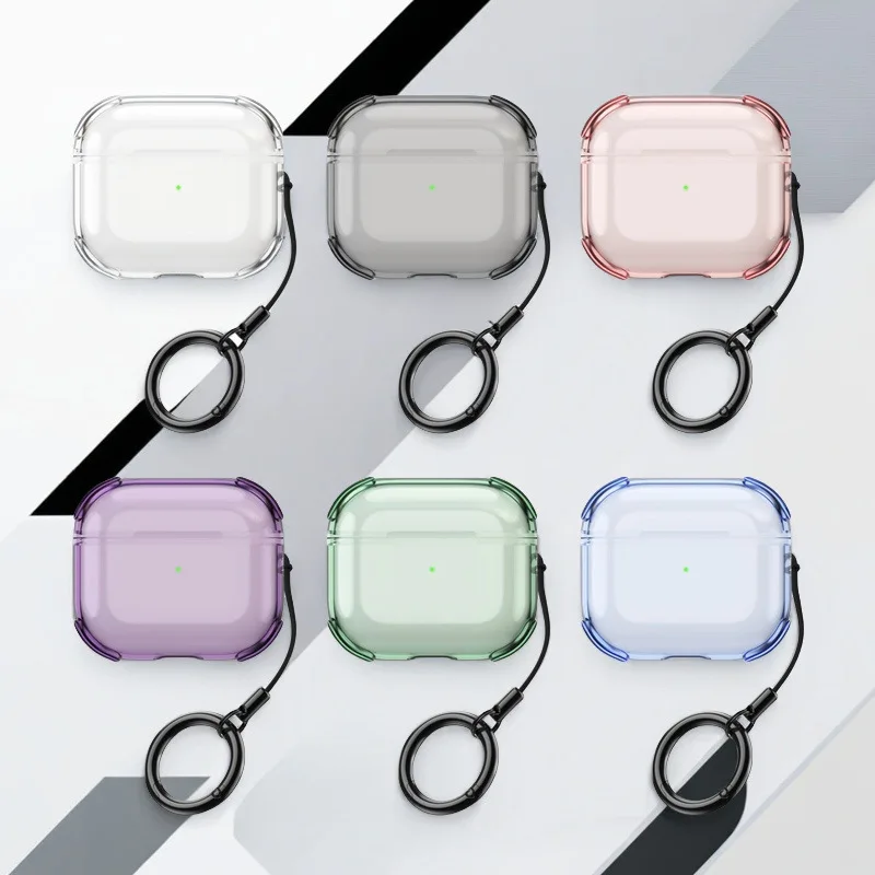 حافظة شفافة لأجهزة AirPods Pro 3 مع سلسلة مفاتيح قصيرة ومجموعة تنظيف غطاء حماية مقاوم للصدمات لأجهزة AirPods Pro 3rd Generation