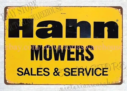 Mahn Mowers sales services metal tin sign wall posters plaque