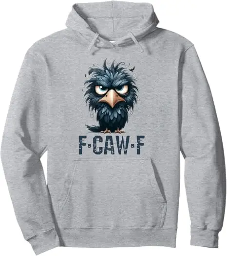 F-Caw-F مضحك الدجاج الفكاهة F-Caw-F إقتباس الديك ميمي كنزة قطيفة الغراب الأسود الطيور السوداء Y2k مقنعين البلوز هدايا الجدة