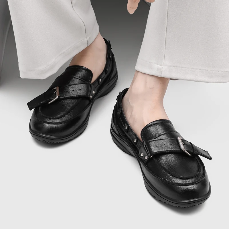 Size 38-46 Fashionable Men Loafers Black Yellow Color Brand Men Casual Comfortable Slip-on Business Leather Shoes Social Shoes