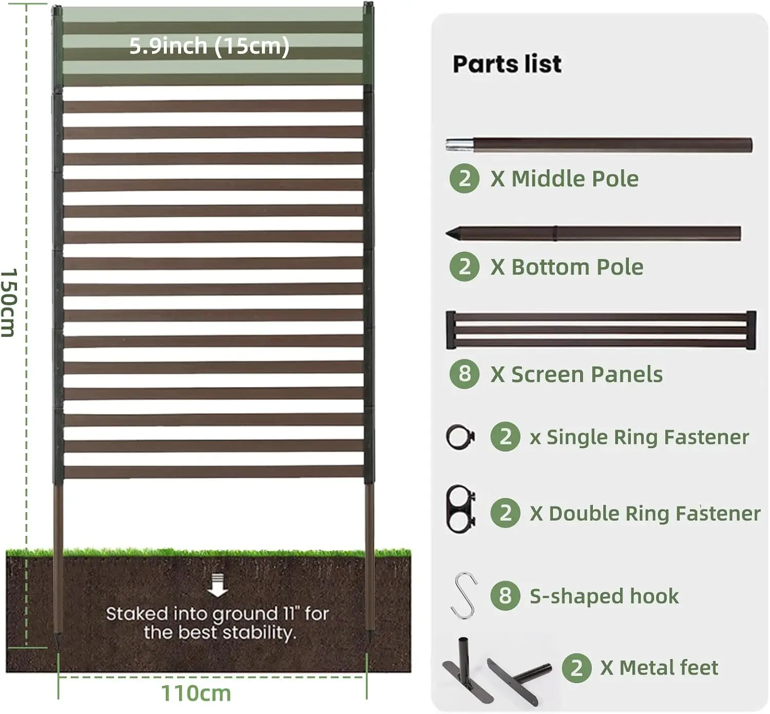 Outdoor Privacy Screens - Length: 43in, Height: 59in, Fence Privacy Screen