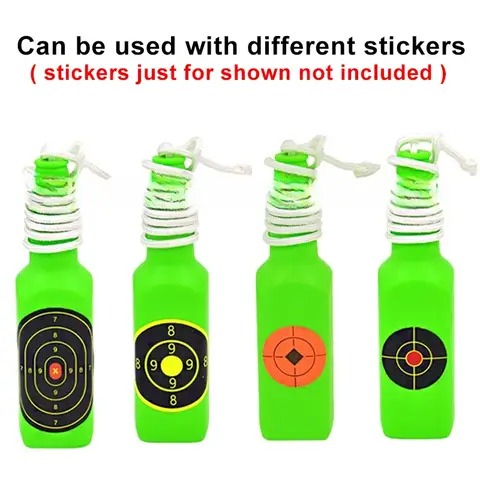 6Pcs OPS Reaction Shatterproof Plastic Shooting Bottles with Hanging Ropes, Airsoft and BB Guns Aiming Practice Shooting Targets