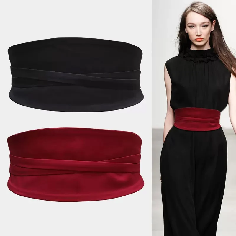 

Waist Belt for Women Wide Elastic Dress Belts Solid Color Fabric Luxury Brand Corset Cincher Belts Cinturones Para Mujer