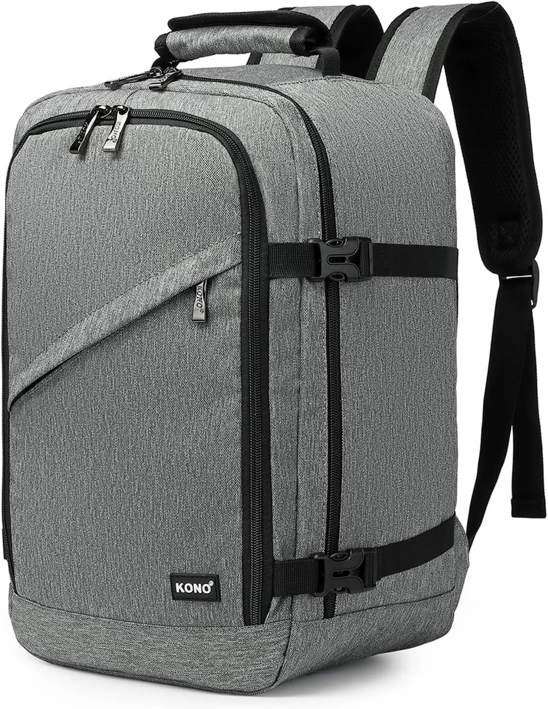 Kono Kabinentasche 40x20x25 cm für Ryanair Untersitz Handgepäck Rucksack, Kabinengröße 20L, Schwarz, Minimalistisch 3