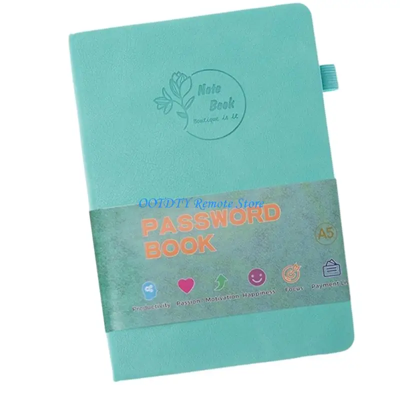Waterproof Password Notebook with Elastic Band Portable Address Book for Confidential Notes Storage Contact Management