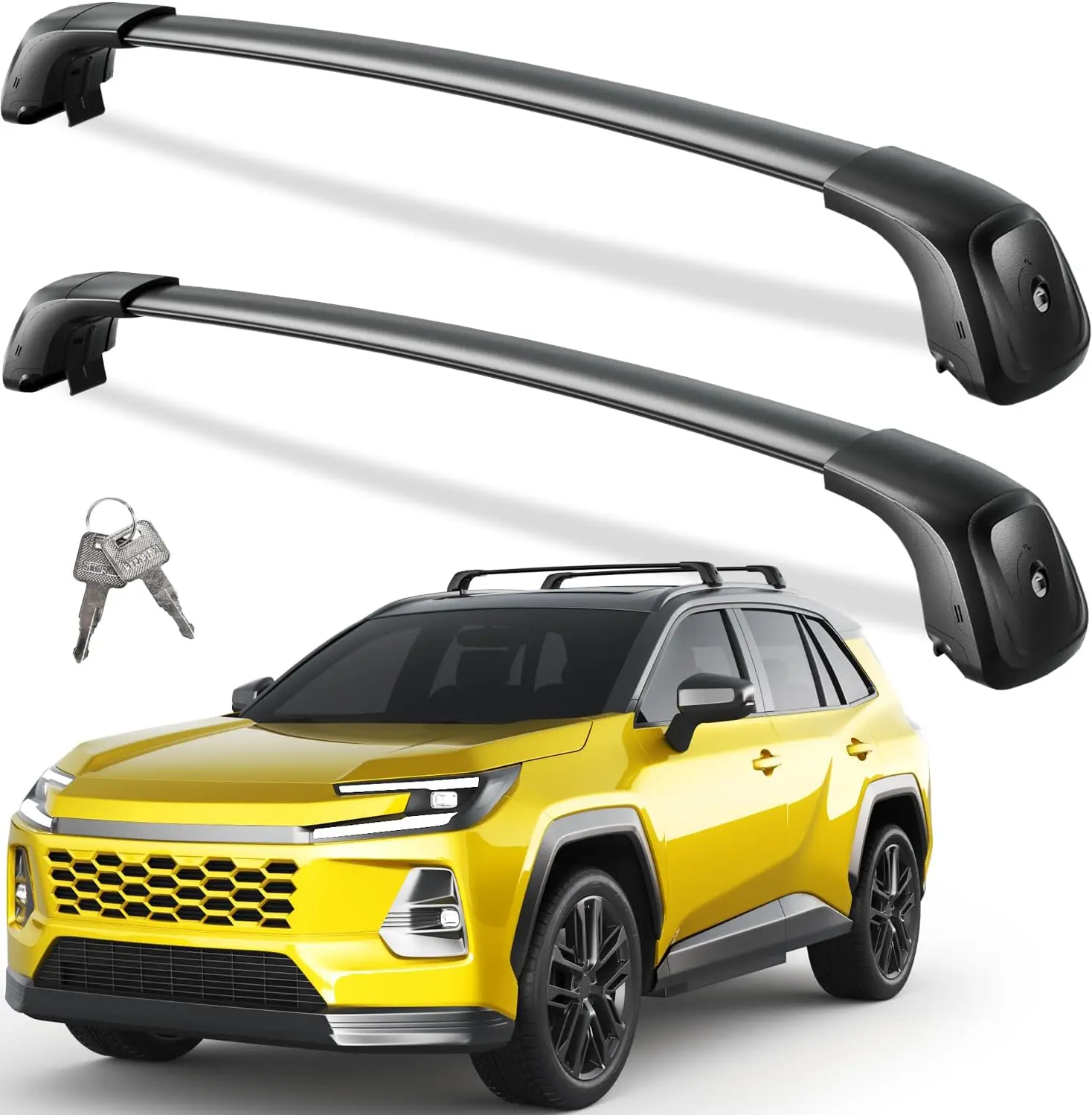 330lbs Lockable Roof Rack Cross Bars for 2026 Toyota RAV4 | Heavy Duty Aluminum Lockable Roof Rails Crossbars Black Bike Kayak S