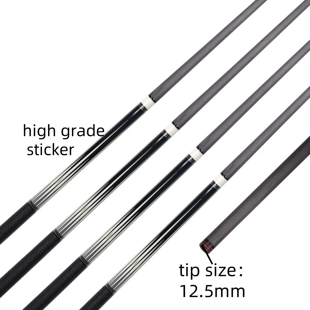 Straight Billiard Cue Sticker Smooth Real Leather Wrap 12.5mm Tip Size High Grade Carbon Fiber Pool Cue 58 Inches