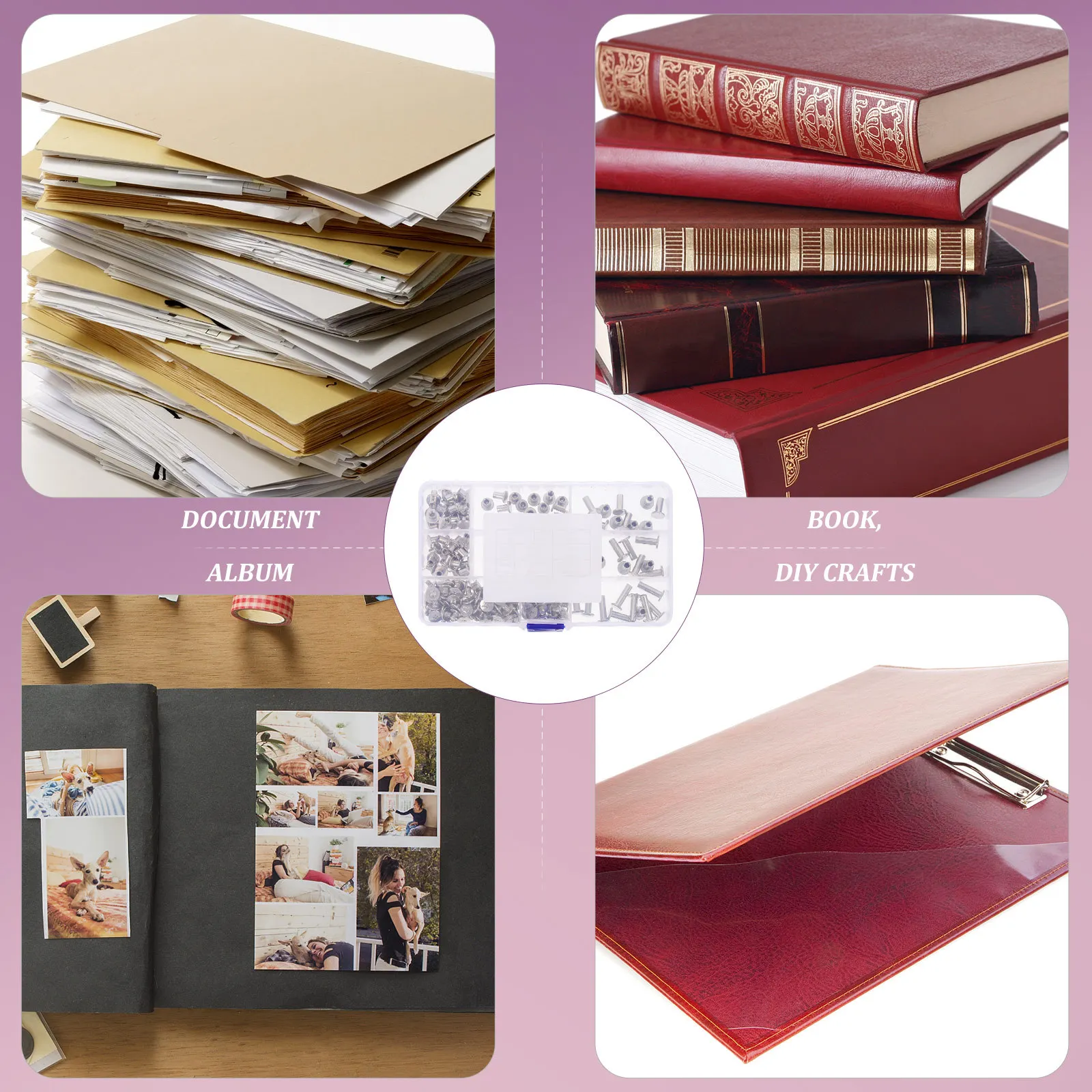 

220Pcs Binding Screw Posts Carbon Steel Strong Anti-Rust for DIY Scrapbook Bookbinding Craft Photo Album Screws