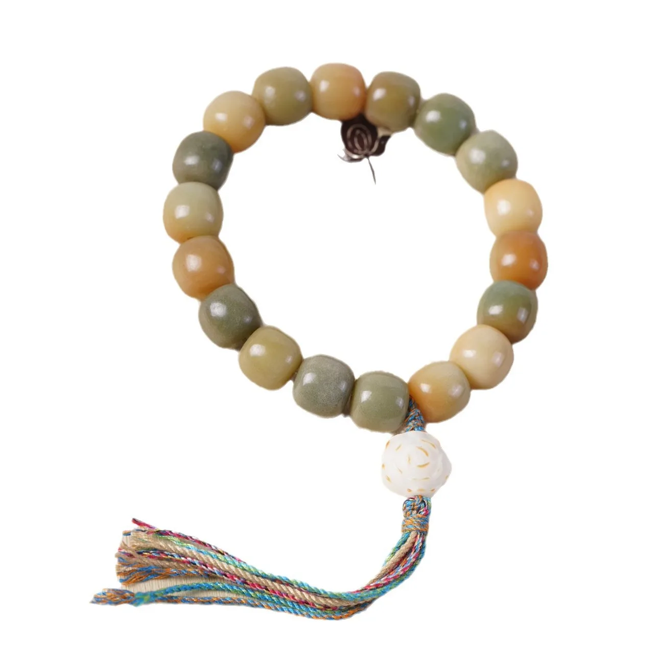 Hainan White Jade Bodhi Root Natural Weathered Candy Color DIY Exquisite Handheld Prayer Bead Collectible Jewelry