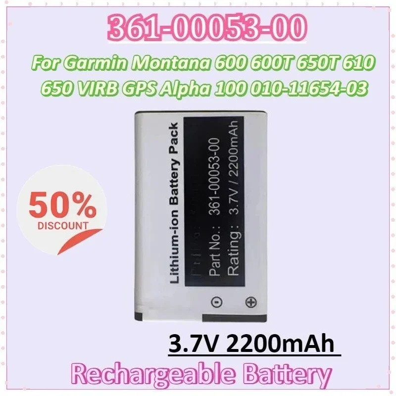 

361-00053-00 3.7V 2200mAh Rechargeable Battery Pack for Garmin Montana 600 600T 650T 610 650 VIRB GPS Alpha 100 010-11654-03