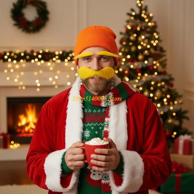 DXAE chapeau moustache floue avec barbe en peluche pour adultes enfants accessoire Costume jeu rôle