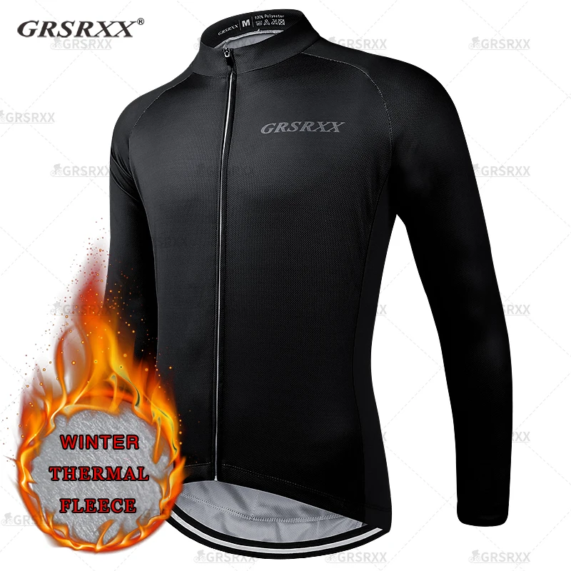 GRSRXX Cycling Jerseys Men Long Sleeve Cycling Fall Winter MTB Road Bike Riding Garment Absorb Sweat Breathable Road Bicycle Spo