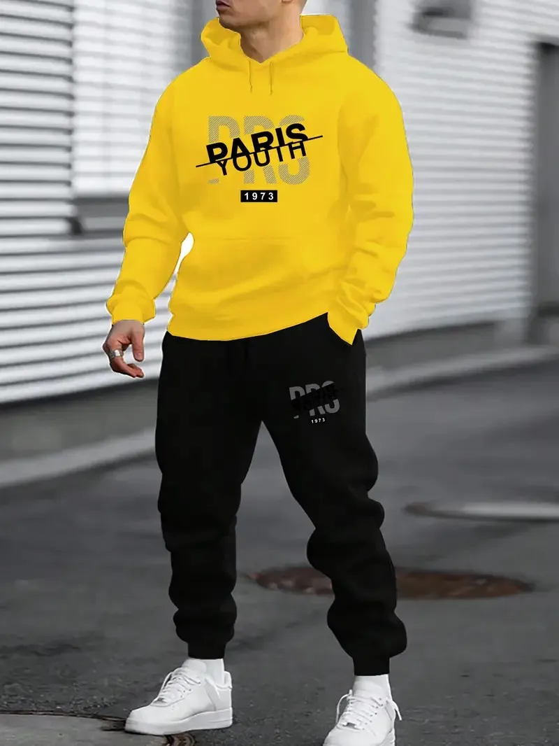 ชุดเสื้อฮู้ดดี้ผู้ชายรุ่นใหม่สำหรับฤดูใบไม้ผลิและฤดูใบไม้ร่วงปี 2025 สวมใส่สบาย เนื้อผ้านุ่ม สไตล์ลำลองและทันสมัย พร้อมลายพิมพ์ตัวอักษร