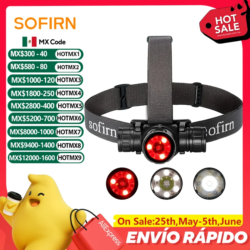 Sofirn HS21 2000 lm EDC-Stirnlampe 18650 USB C wiederaufladbare Taschenlampe SFT40 Leistungsstarker