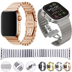 For Apple Watch Band 46 42 44 45 49MM Stainless Steel Strap Man Business Metal Bracelet For iWatch 10 9 8 4 5 SE Ultra Watchband