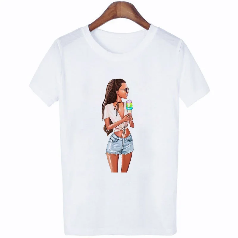 Women T Shirt 2024 Fshion Tops Kawaii Printed Harajuku Graphics Oversized T-shirt Summer Streetwear  Clothing Female Casual Tee