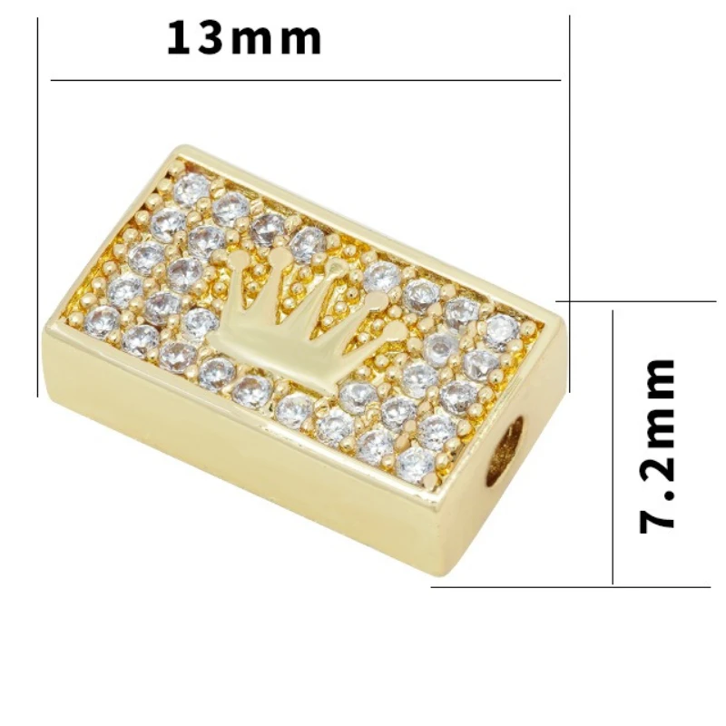 2 Pcs/lot Crown Charms Micro Inlaid Zircon Accessories Bracelet Hand String DIY Beads for Jewelry Making Wholesale