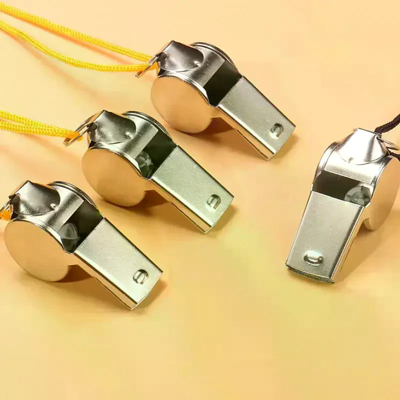 2 قطعة صافرة الفولاذ المقاوم للصدأ مع الحبل الرياضة في الهواء الطلق صافرة سوبر بصوت عال صفارة إنقاذ الطوارئ