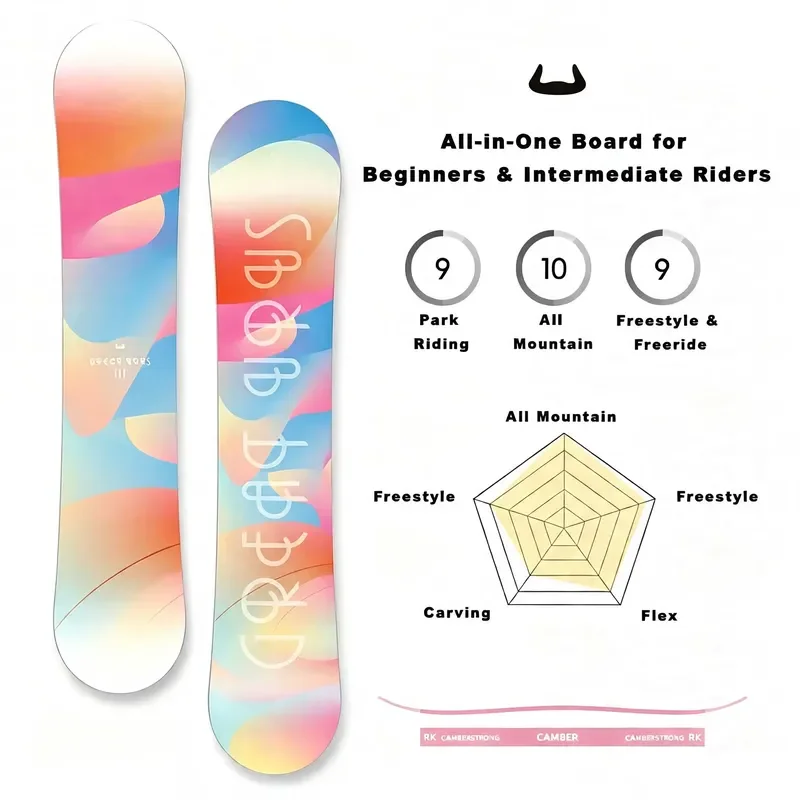 Heavy Duty Alpine Skis for Adult Women Beginners Durable Two Way Flat Design Multi Purpose Snow Sports Equipment Gear Durable