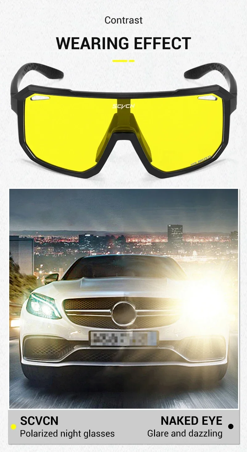 SCVCN Nachtsicht Sonnenbrille Radfahren Fahren Gläser Mode Y2K Trave Gläser UV400 Mtb Angeln Sport Brille Übergroßen Mann – Detail 4