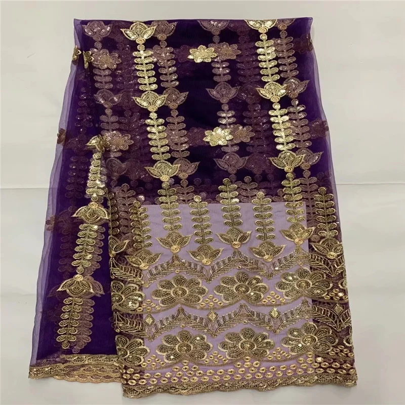 

Latest African Lace fabric 2022 French lace fabric dress Nigeria 3D tulle lace fabric wedding party lace fabric Purple