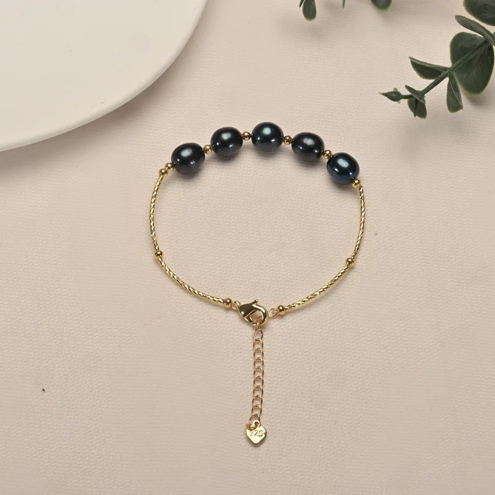Hengsheng AAA Quality Black Real Freshwater Pearl Bracelet for Women 18cm Length Adjustable Pearl Bracelet Jewelry Gift