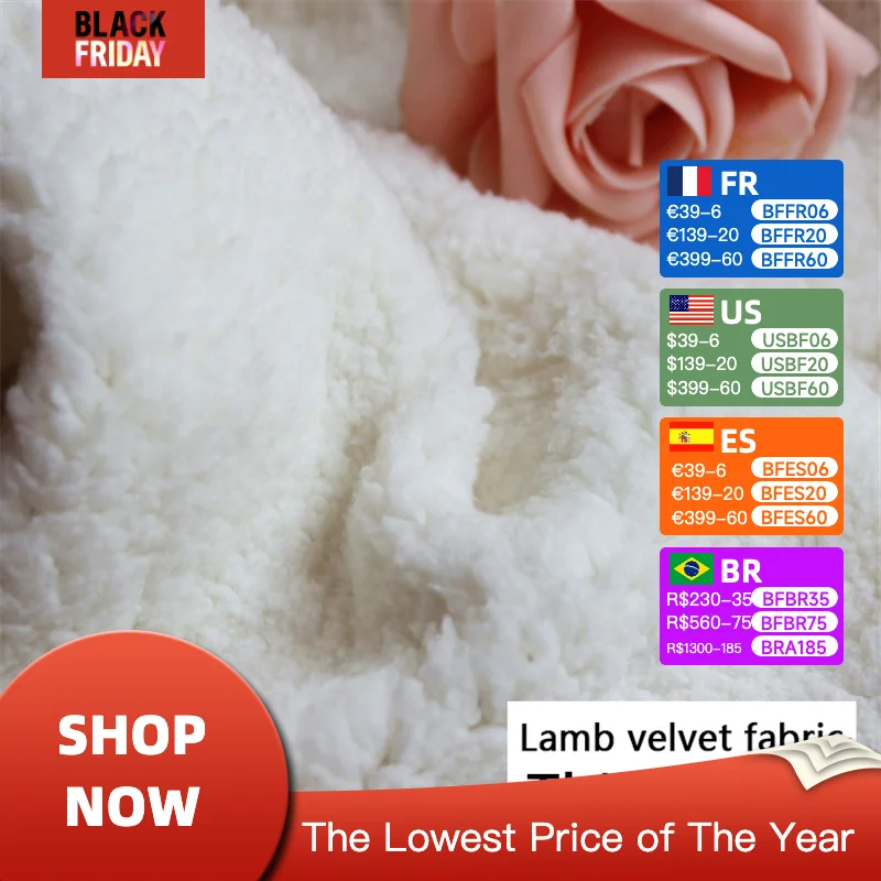 100*160cm Cotton Lamb velvet Fabric Thicken winter warm Super Soft Lamb Fabric DIY Handmade dress Sewing doll Quilting cloth