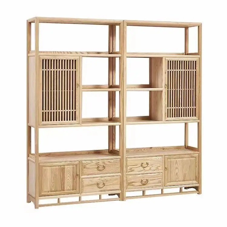 

Ash wood furniture new Chinese Bogu frame Zen solid wood tea cabinet living room Duobao