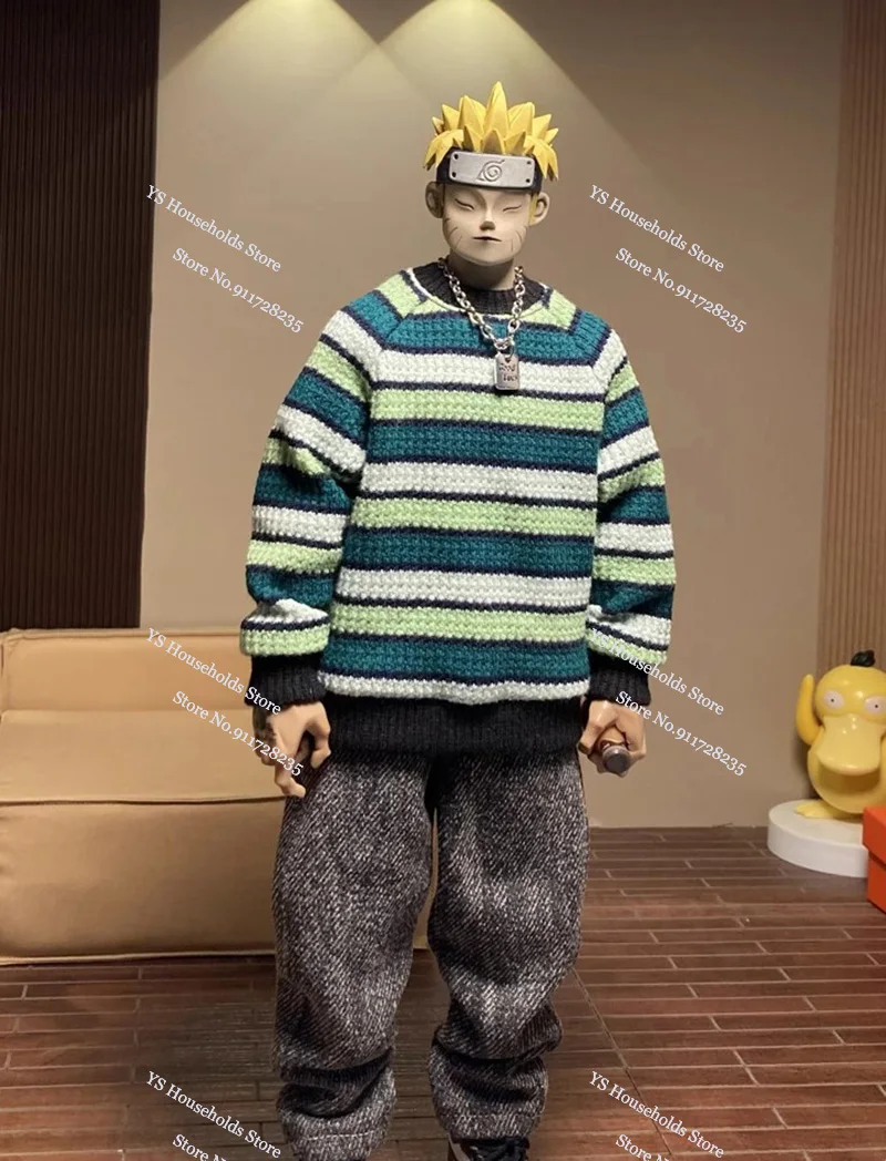 1/6 Trendy Action Figure Skull Print Sweatshirt Green Stripe Sweater Coat Top Casual Jeans Sport Pants Clothes Toys For 12" Body