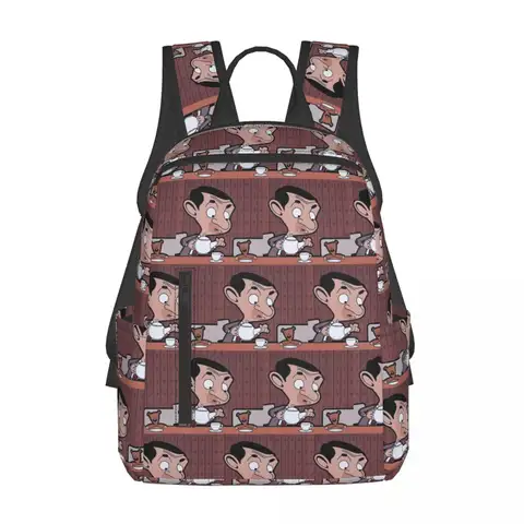 Mr. Bean Cartoon Backpack Daypack Large Capacity Children BookBag School Bag Shoulder Bags for Men Women