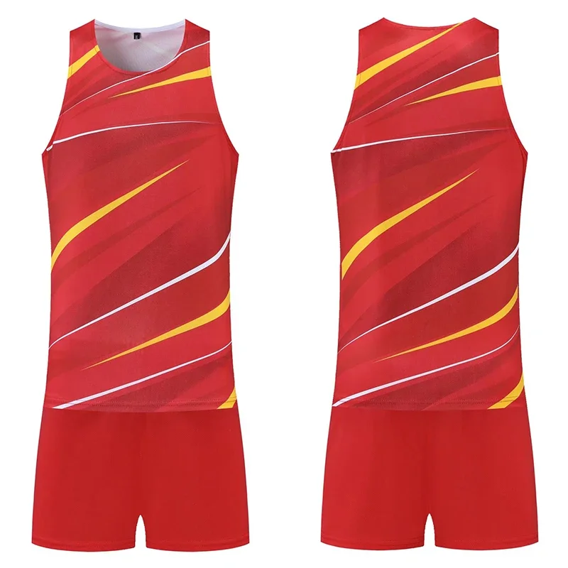 New Running Sets For Men Women Sports Vest Marathon Running Sleeveless Sportswear Marathon Running Athletic Suit Clothes