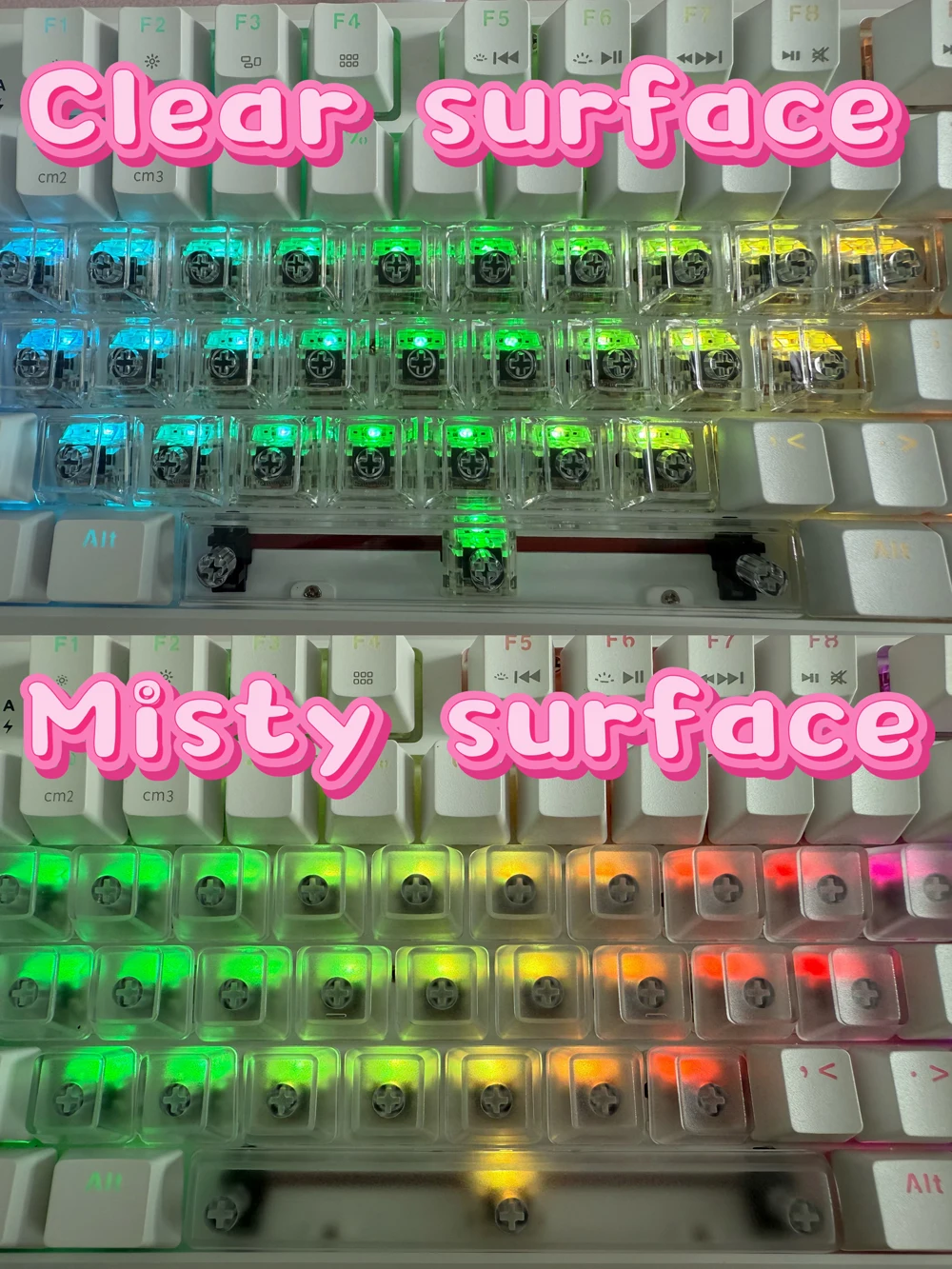 

Full Sets Clear / Misty Surface Transparent Keycaps for Mechanical Keyboard Front/Side/None Print Letter 130+pcs Replacement Key