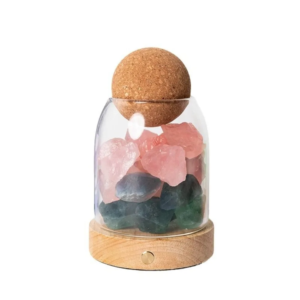 Non-Fire Aromatherapy Night Light with Natural Crystal Raw Stone Diffuser Stone Bedroom Ambient Light Home Gift Ornament
