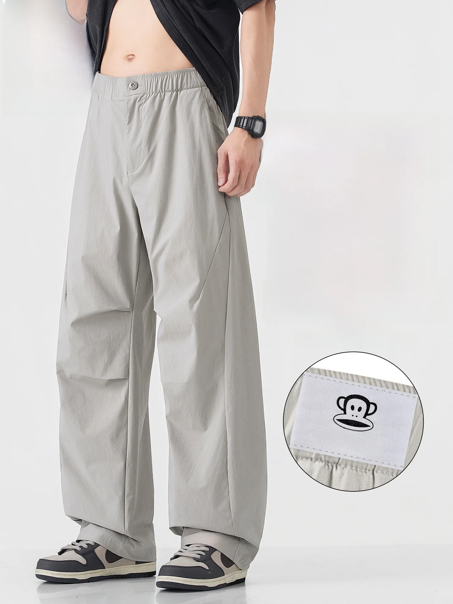 

PaulFrank American Sle Paratrooper Work Pants Men's Summer Loose Qui Dry Sports Casual Trousers Straight Leg ket Detai...