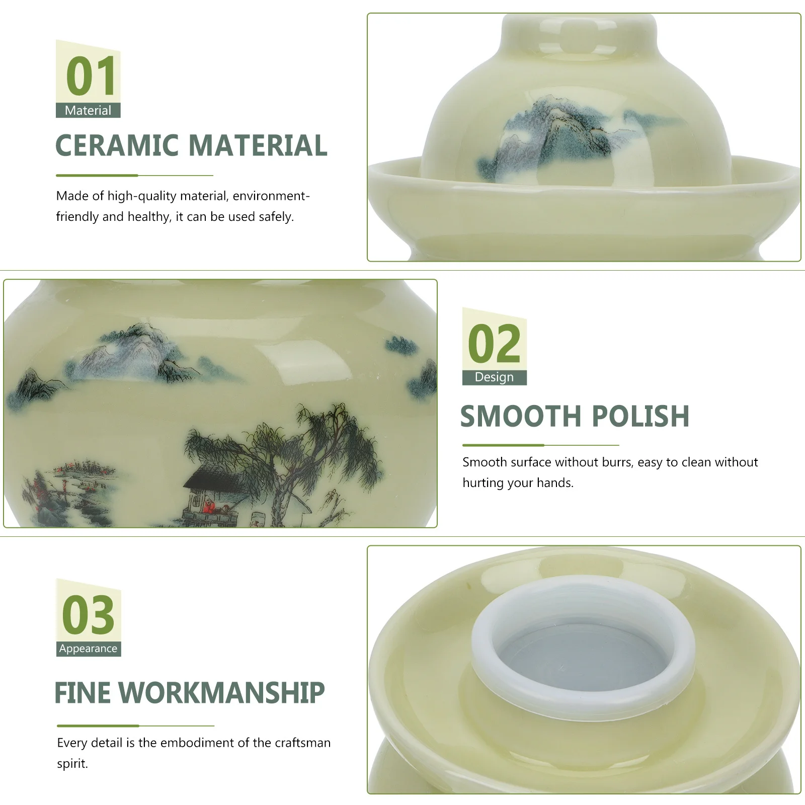 

Sealed Ceramic Pickle Pot Compact Pickle Jar for Kitchen Use Smooth Non Abrasive Surface Easy Open Close Storage Tank Home