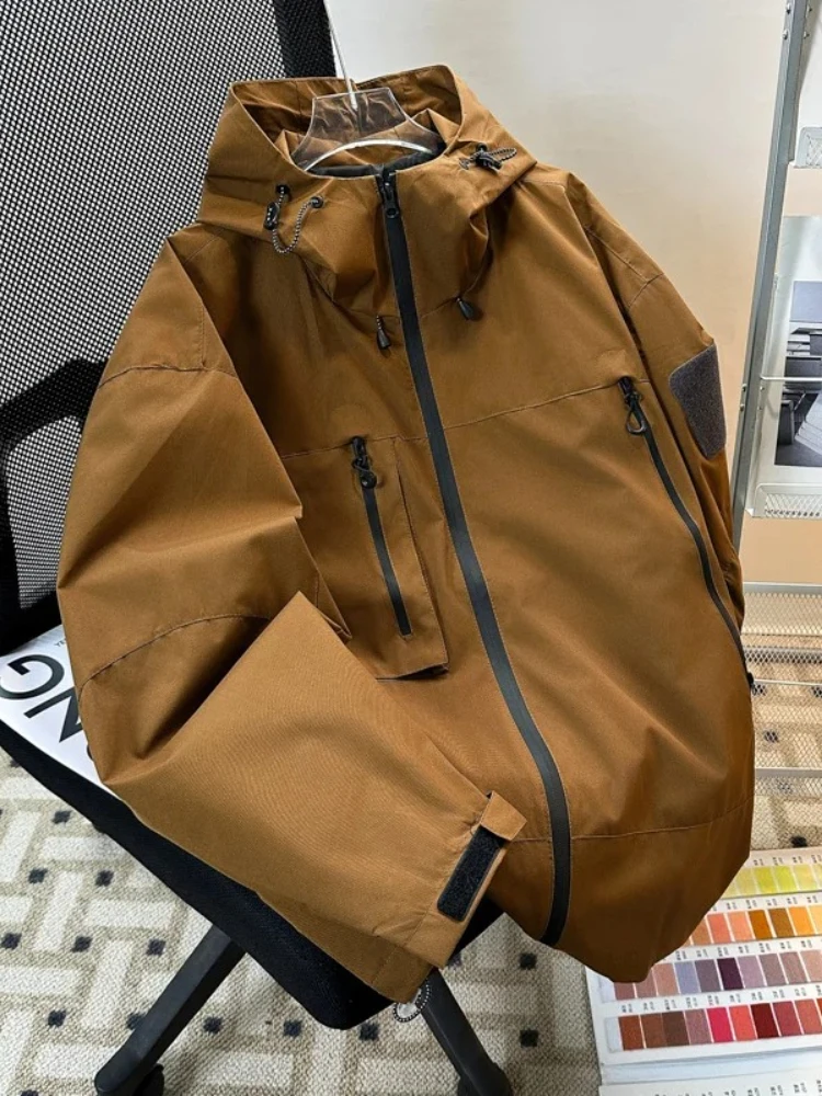 

Outdoor Spring Autumn Utility Techwear Hooded Jacket Men Women Unisex Hiking Waterproof Windproof Breathable Casual Jacket