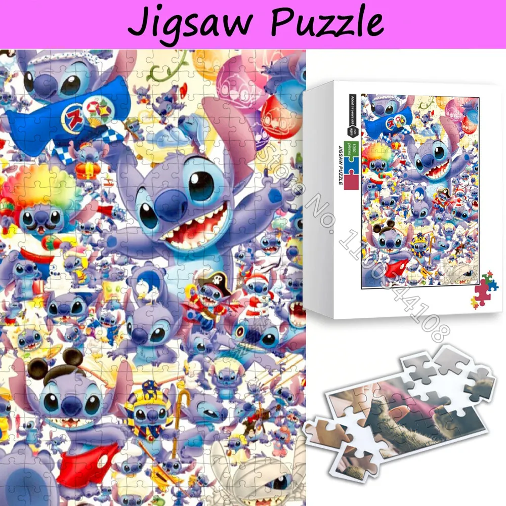 Lilo Stitch Jigsaw Puzzle 300/500/1000 Pezzi Disney Cartoon Puzzle in Legno per Giocattoli Educativi per Bambini Gioco Fatto a Mano per Adulti