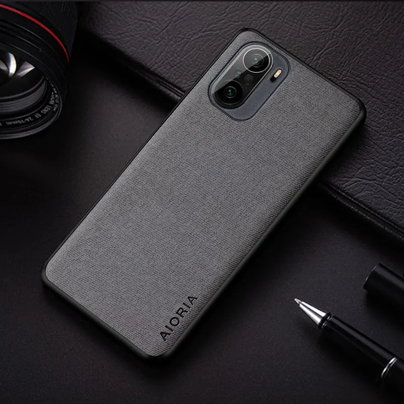 Case for Poco F3 Pro 5G coque business style lightweight durable solid color textile leather cover for xiaomi poco f3 case