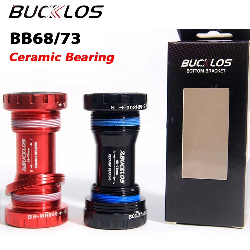 

BUCKLOS Bicycle Ceramic Bottom Bracket BB68/73MM Threaded BB MTB Sealed Bearings Road Bike 24mm Shaft Bottom Bracket Univesal