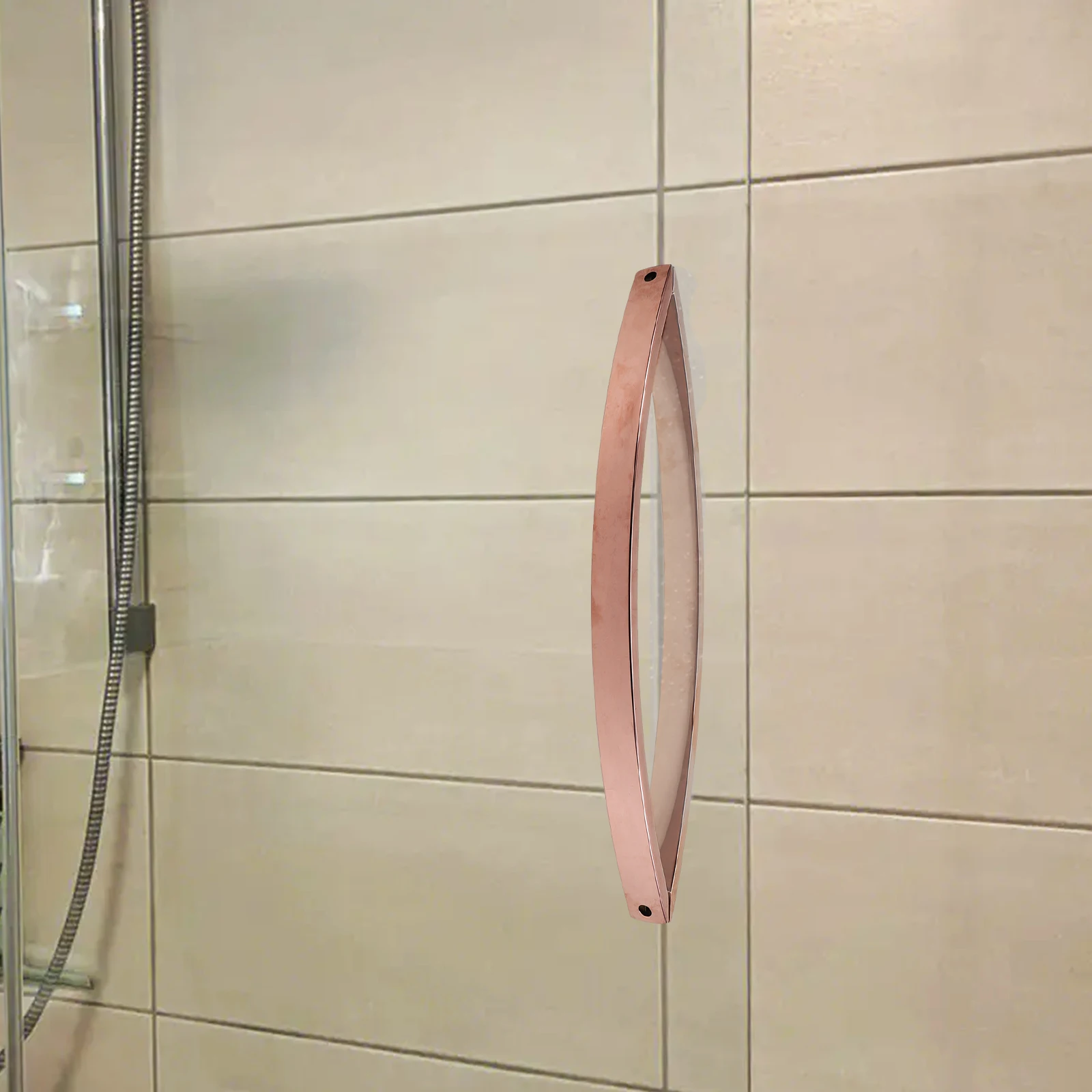 

Aluminum Bathroom Door Handle 440mm Hole Distance Rose Gold Durable Shower Glass Pull Handle Easy Installation Cabinet Knob