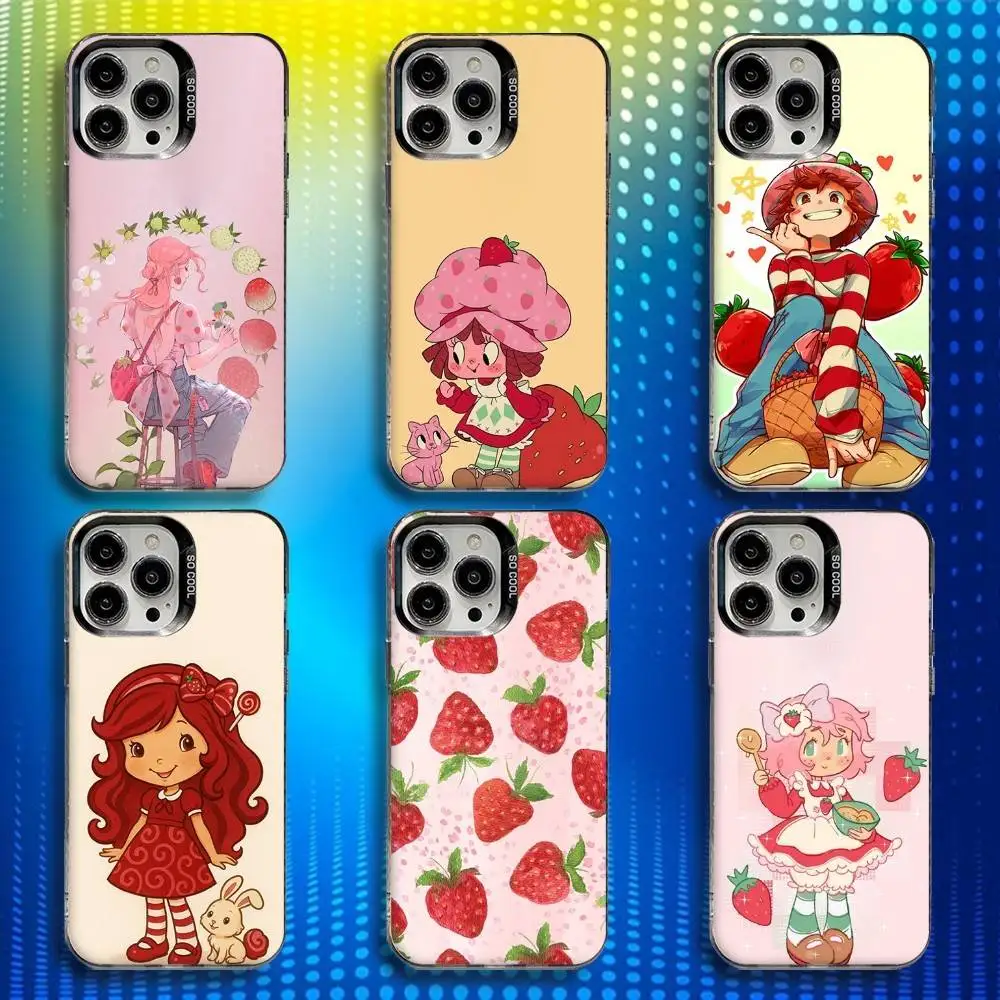 

S-Strawberry Cute Shortcak Phone Case For iPhone 16,15,14,13,12,11,Mini,Pro,SE,MAX White Matte Shockproof Cover