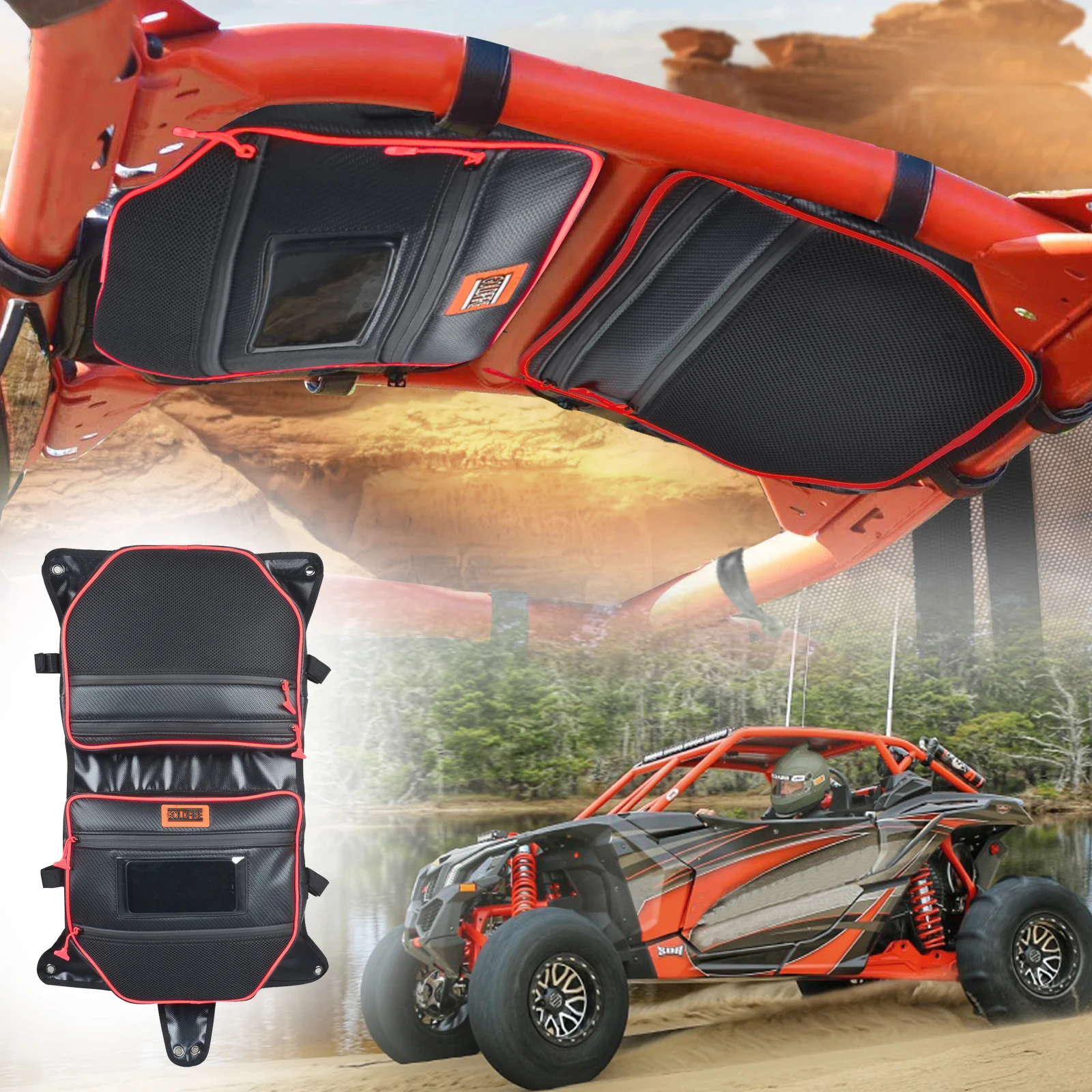 

For Maverick X3 Accessories Overhead Roof Storage Bag Organizer for UTV Can Am Maverick X3 2017 2018 2019 2020