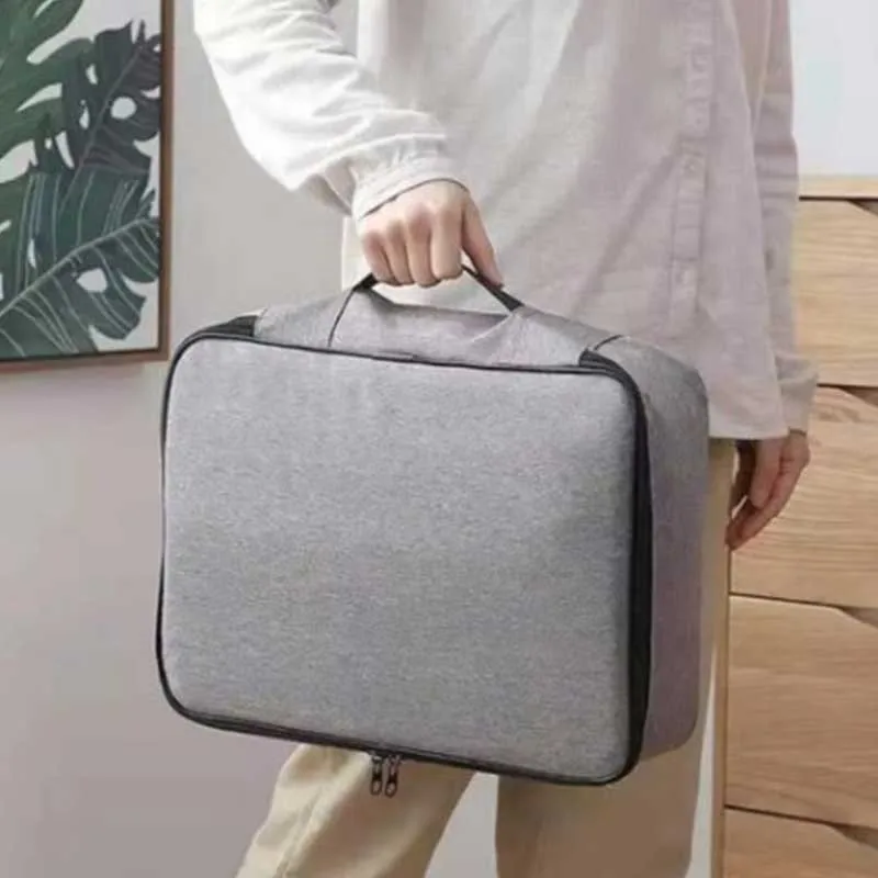 Bolsa de almacenamiento de documentos de 2 capas, organizador de archivos impermeable multifuncional, bolsa de almacenamiento de gran capacidad con bloqueo de contraseña