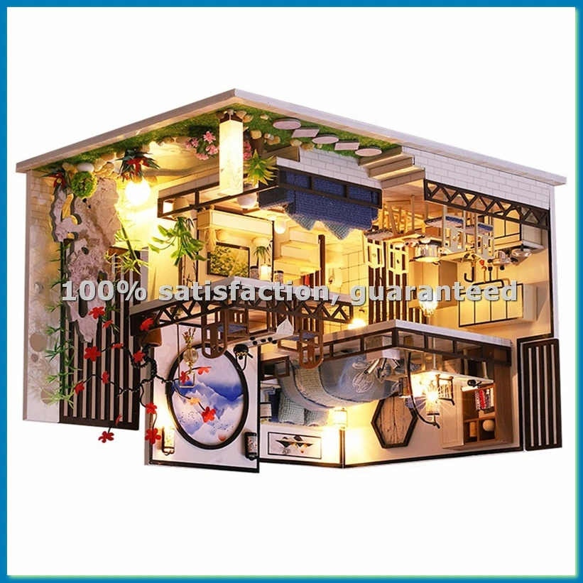 

Деревянный домик-конструктор DIY с мебелью и подсветкой, кукольный домик ручной работы, миниатюрные игрушки, подарки на день рождения - A07G